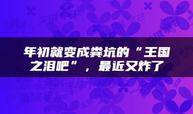 年初就变成粪坑的“王国之泪吧”，最近又炸了