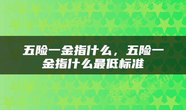 五险一金指什么，五险一金指什么最低标准