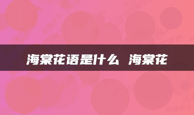 海棠花语是什么 海棠花