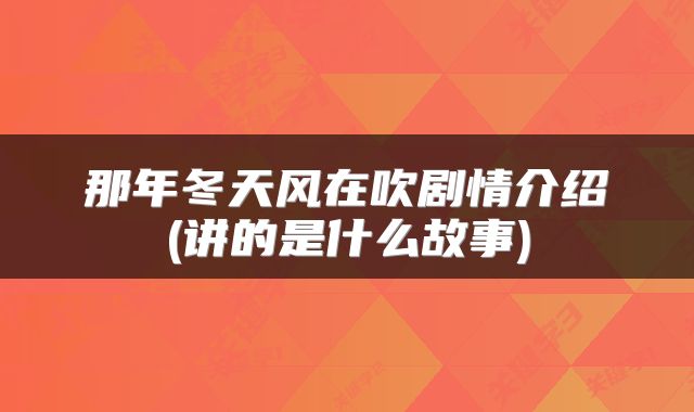 那年冬天风在吹剧情介绍(讲的是什么故事)
