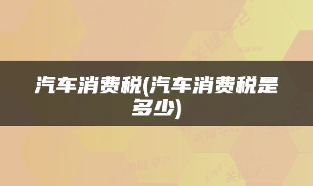 汽车消费税(汽车消费税是多少)