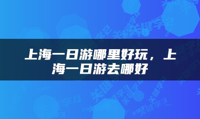 上海一日游哪里好玩，上海一日游去哪好