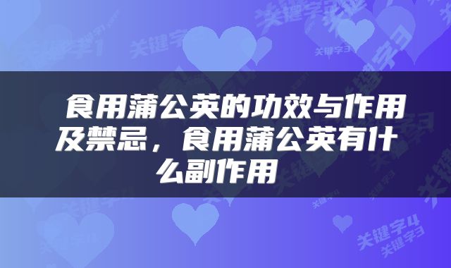  食用蒲公英的功效与作用及禁忌，食用蒲公英有什么副作用 