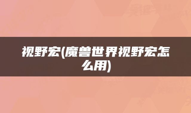 视野宏(魔兽世界视野宏怎么用)