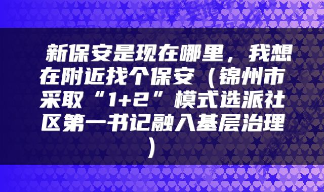  新保安是现在哪里，我想在附近找个保安（锦州市采取“1+2”模式选派社区第一书记融入基层治理） 