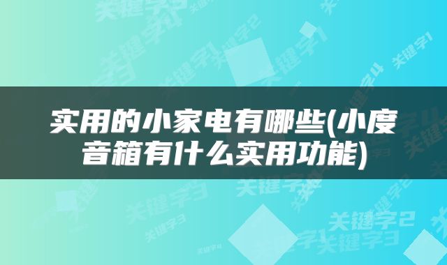实用的小家电有哪些(小度音箱有什么实用功能)
