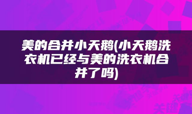 美的合并小天鹅(小天鹅洗衣机已经与美的洗衣机合并了吗)