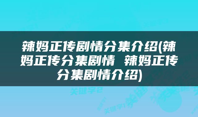 辣妈正传剧情分集介绍(辣妈正传分集剧情 辣妈正传分集剧情介绍)
