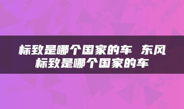 标致是哪个国家的车 东风标致是哪个国家的车