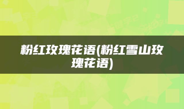 粉红玫瑰花语(粉红雪山玫瑰花语)