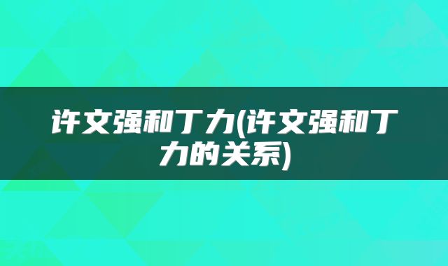 许文强和丁力(许文强和丁力的关系)