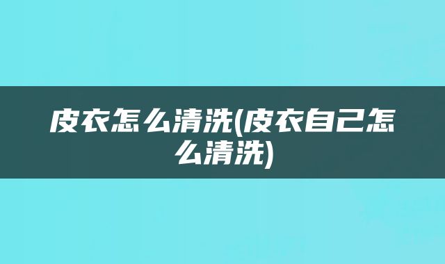 皮衣怎么清洗(皮衣自己怎么清洗)
