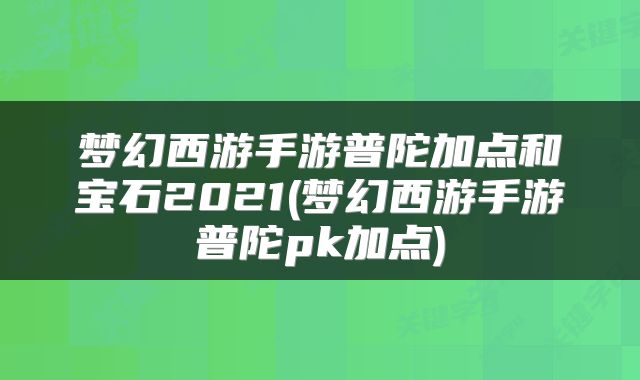 梦幻西游手游普陀加点和宝石2021(梦幻西游手游普陀pk加点)