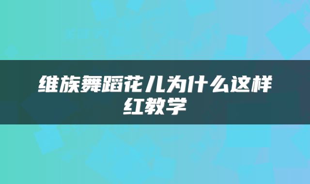 维族舞蹈花儿为什么这样红教学
