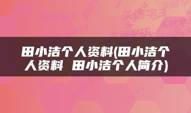田小洁个人资料(田小洁个人资料 田小洁个人简介)