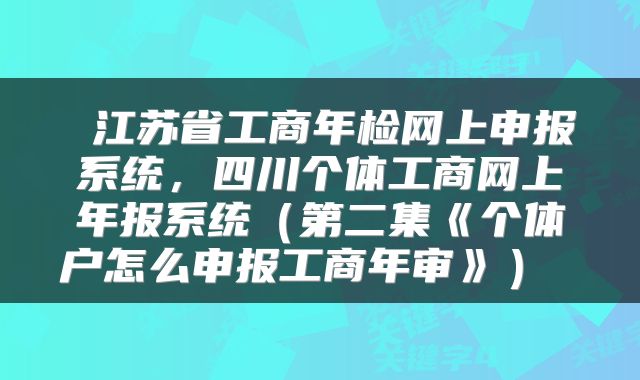  江苏省工商年检网上申报系统，四川个体工商网上年报系统（第二集《个体户怎么申报工商年审》） 