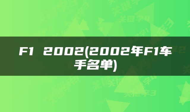 F1 2002(2002年F1车手名单)