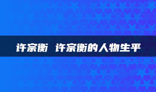 许宗衡 许宗衡的人物生平