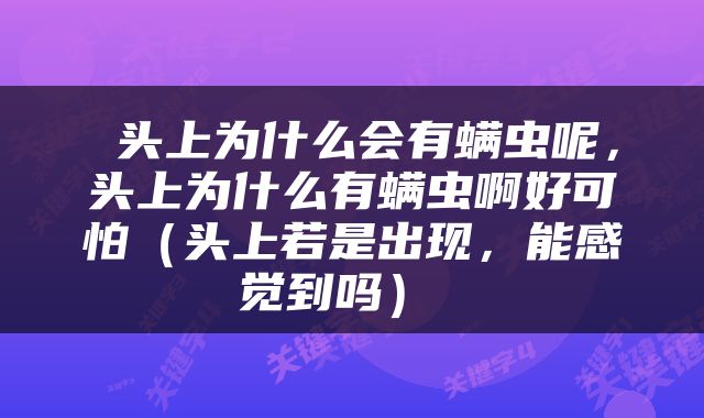  头上为什么会有螨虫呢，头上为什么有螨虫啊好可怕（头上若是出现，能感觉到吗） 