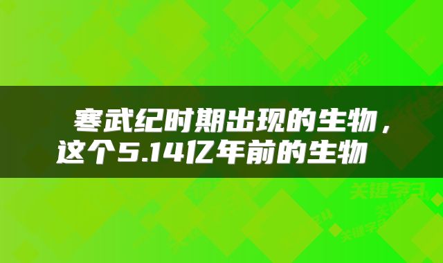  寒武纪时期出现的生物，这个5.14亿年前的生物 