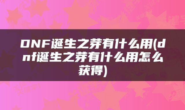 DNF诞生之芽有什么用(dnf诞生之芽有什么用怎么获得)