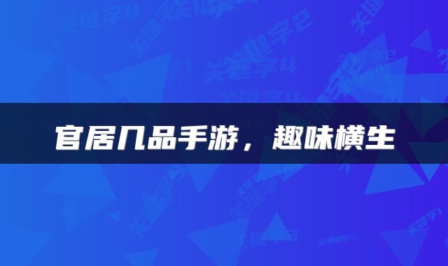 官居几品手游，趣味横生