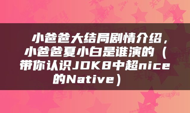  小爸爸大结局剧情介绍，小爸爸夏小白是谁演的（带你认识JDK8中超nice的Native） 