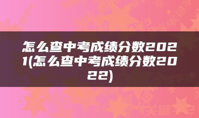 怎么查中考成绩分数2021(怎么查中考成绩分数2022)