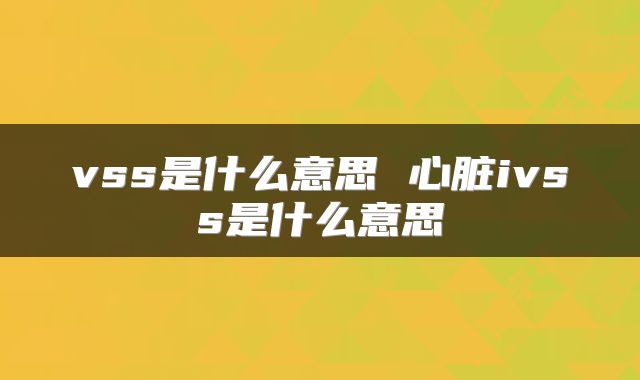 vss是什么意思 心脏ivss是什么意思