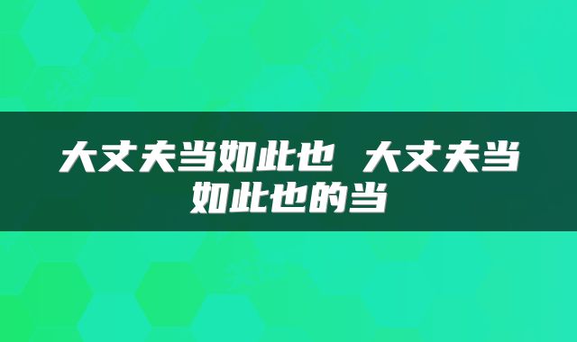 大丈夫当如此也 大丈夫当如此也的当