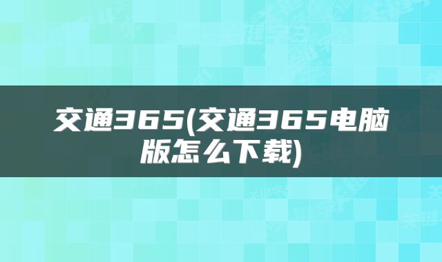 交通365(交通365电脑版怎么下载)