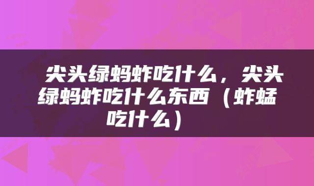  尖头绿蚂蚱吃什么，尖头绿蚂蚱吃什么东西（蚱蜢吃什么） 