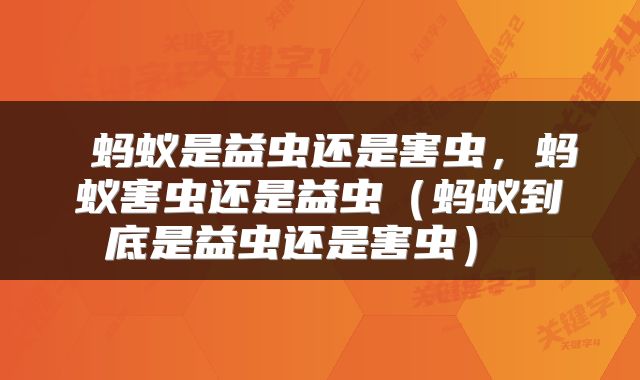  蚂蚁是益虫还是害虫，蚂蚁害虫还是益虫（蚂蚁到底是益虫还是害虫） 