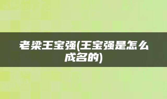 老梁王宝强(王宝强是怎么成名的)