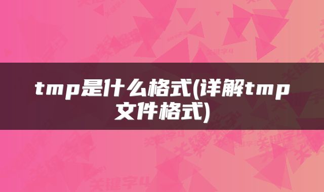 tmp是什么格式(详解tmp文件格式)