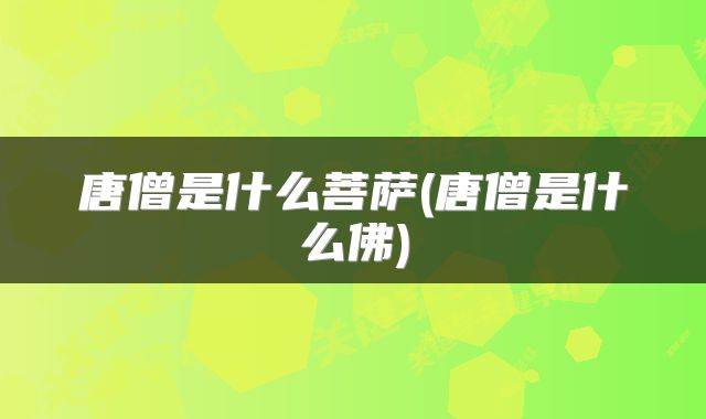 唐僧是什么菩萨(唐僧是什么佛)