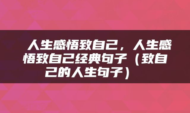  人生感悟致自己，人生感悟致自己经典句子（致自己的人生句子） 
