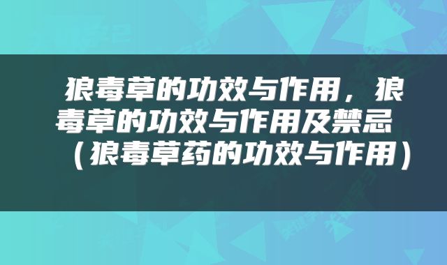  狼毒草的功效与作用，狼毒草的功效与作用及禁忌（狼毒草药的功效与作用） 