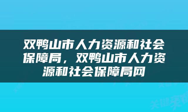 双鸭山市人力资源和社会保障局，双鸭山市人力资源和社会保障局网