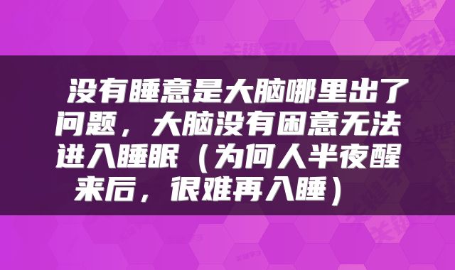  没有睡意是大脑哪里出了问题，大脑没有困意无法进入睡眠（为何人半夜醒来后，很难再入睡） 