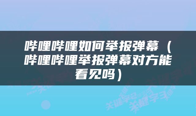 哔哩哔哩如何举报弹幕（哔哩哔哩举报弹幕对方能看见吗）