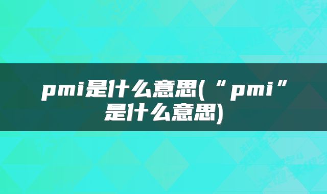 pmi是什么意思(“pmi”是什么意思)