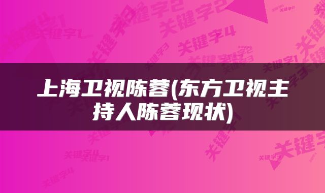 上海卫视陈蓉(东方卫视主持人陈蓉现状)