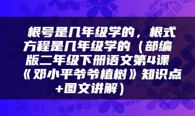  根号是几年级学的，根式方程是几年级学的（部编版二年级下册语文第4课《邓小平爷爷植树》知识点+图文讲解） 