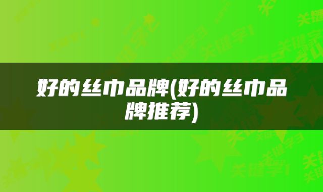 好的丝巾品牌(好的丝巾品牌推荐)