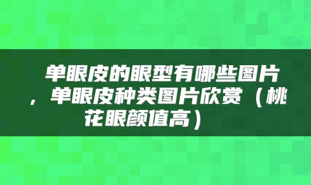  单眼皮的眼型有哪些图片，单眼皮种类图片欣赏（桃花眼颜值高） 