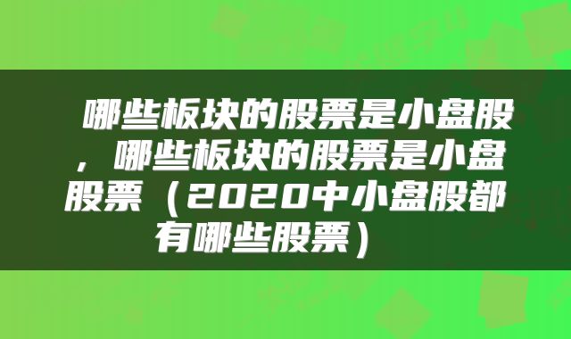 哪些板块的股票是小盘股,哪些板块的股票是小盘股票(2020中小盘股都有哪些股票)