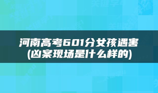 河南高考601分女孩遇害(凶案现场是什么样的)