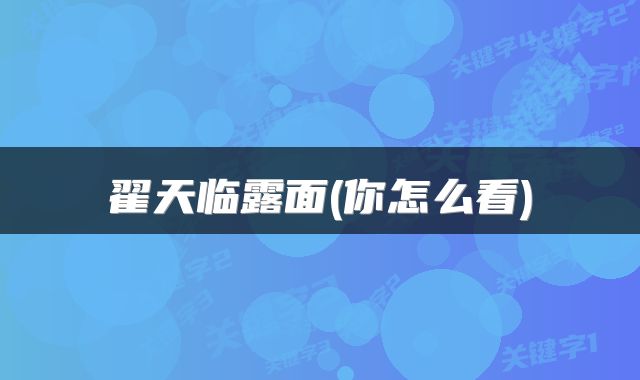 翟天临露面(你怎么看)