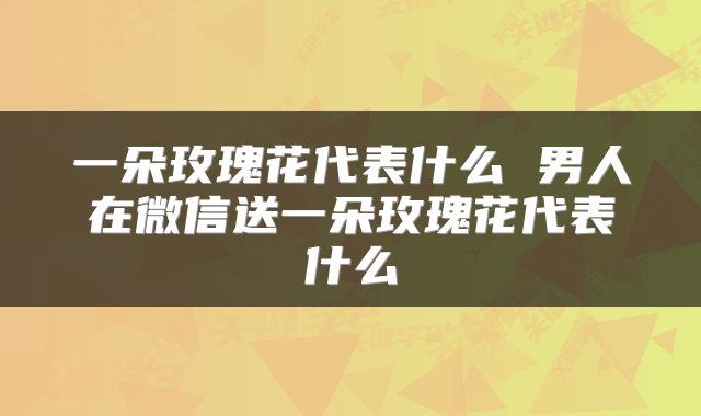 一朵玫瑰花代表什么 男人在微信送一朵玫瑰花代表什么